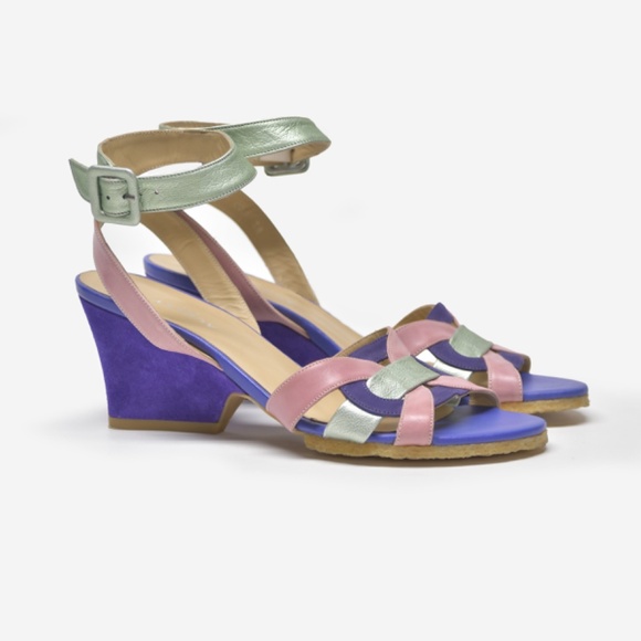 AUDLEY Leather & Suede Sandals Size 38 - Picture 3 of 6